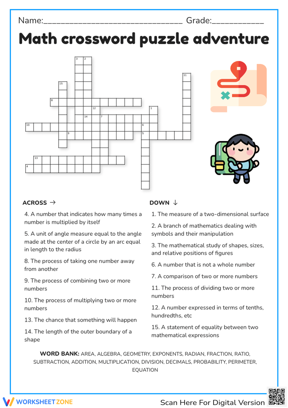 Math Number Crossword Puzzles