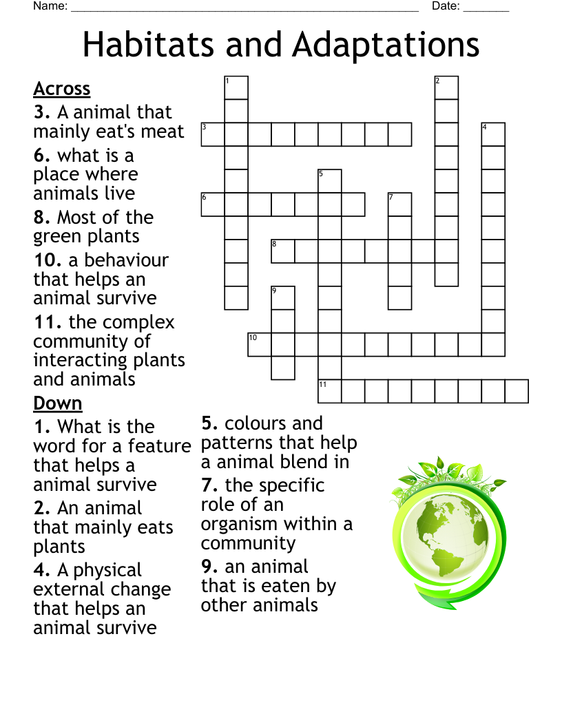 Animal Crossword Puzzles For Kids