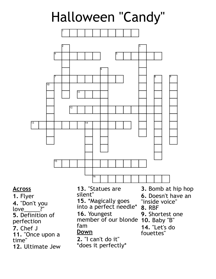Halloween Candy Crossword WordMint