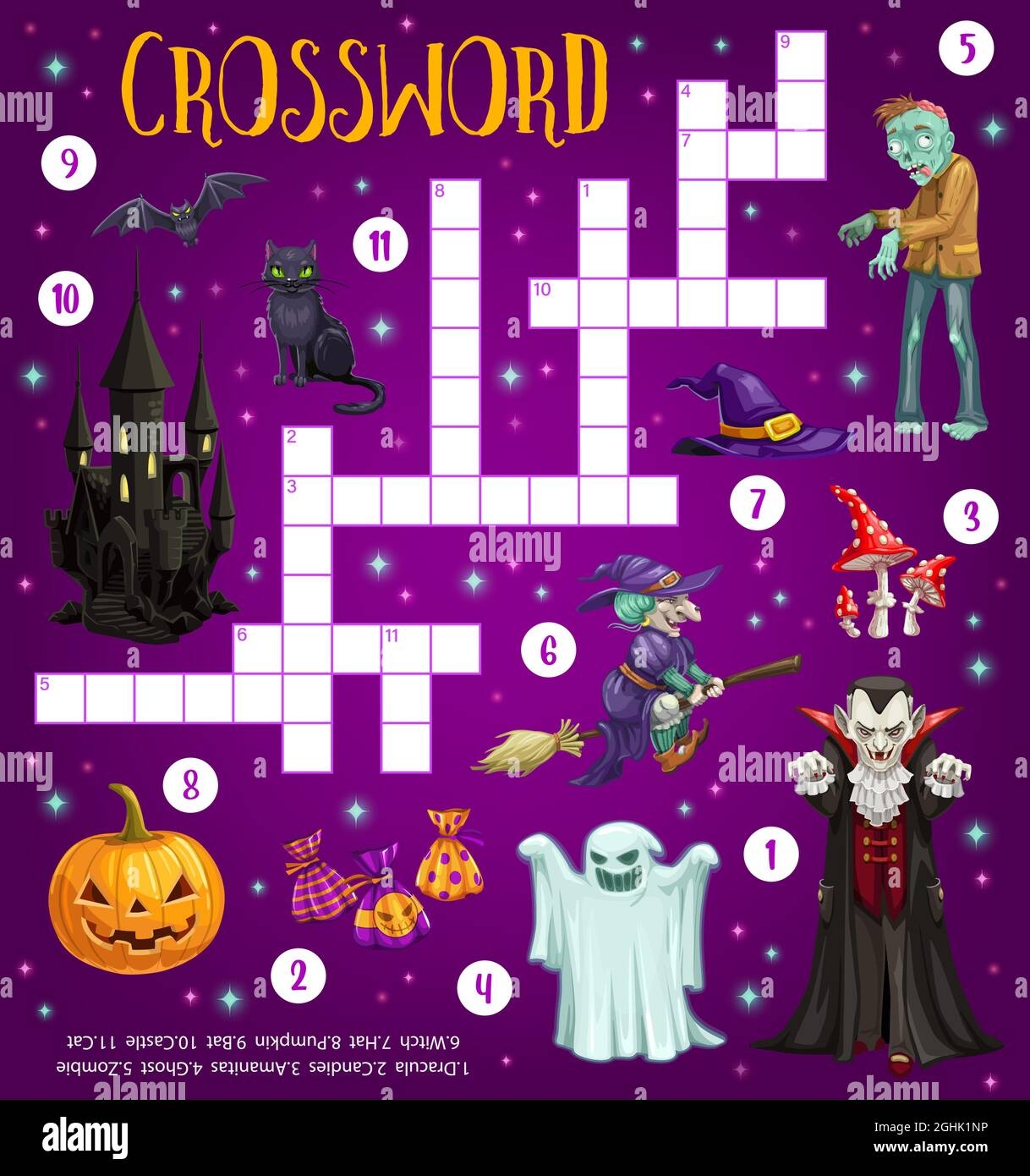 Halloween Crossword Grid Puzzle Game With Cartoon Witch Pumpkin Sweets And Ghost Vampire And Castle Cat Characters Kids Educational Riddle Or Chi Stock Vector Image U0026 Art Alamy