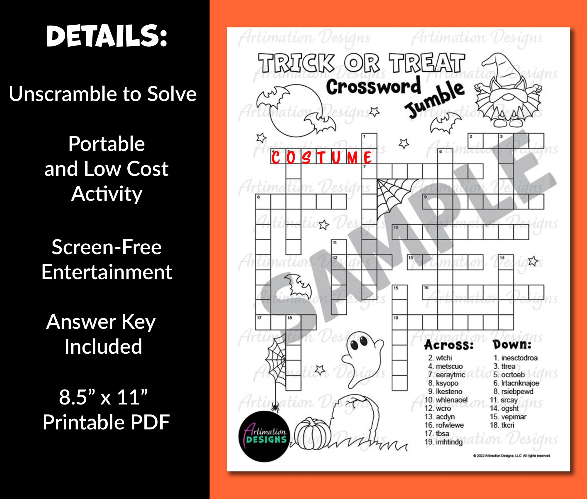 Easy Halloween Crossword Puzzles