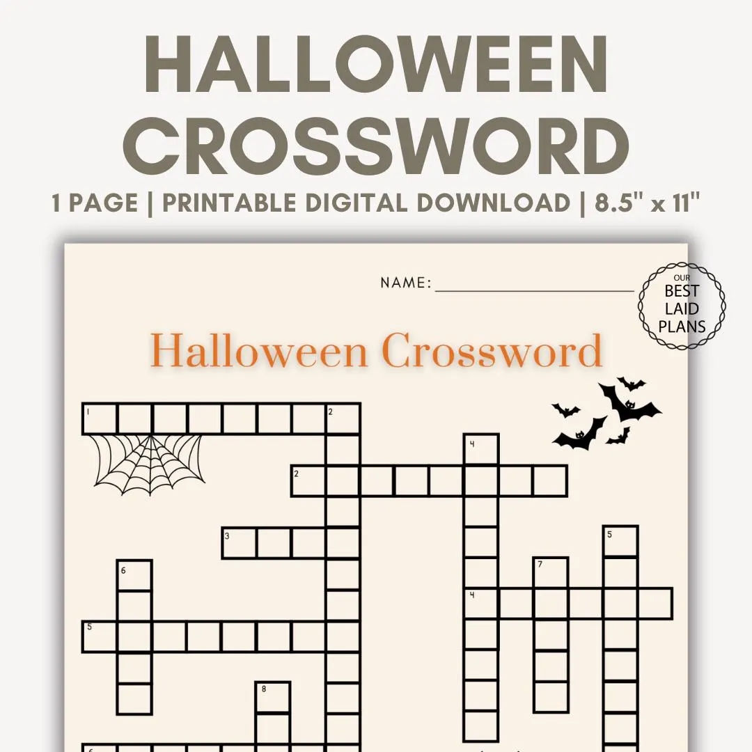 Free Halloween Crossword Puzzles Printable