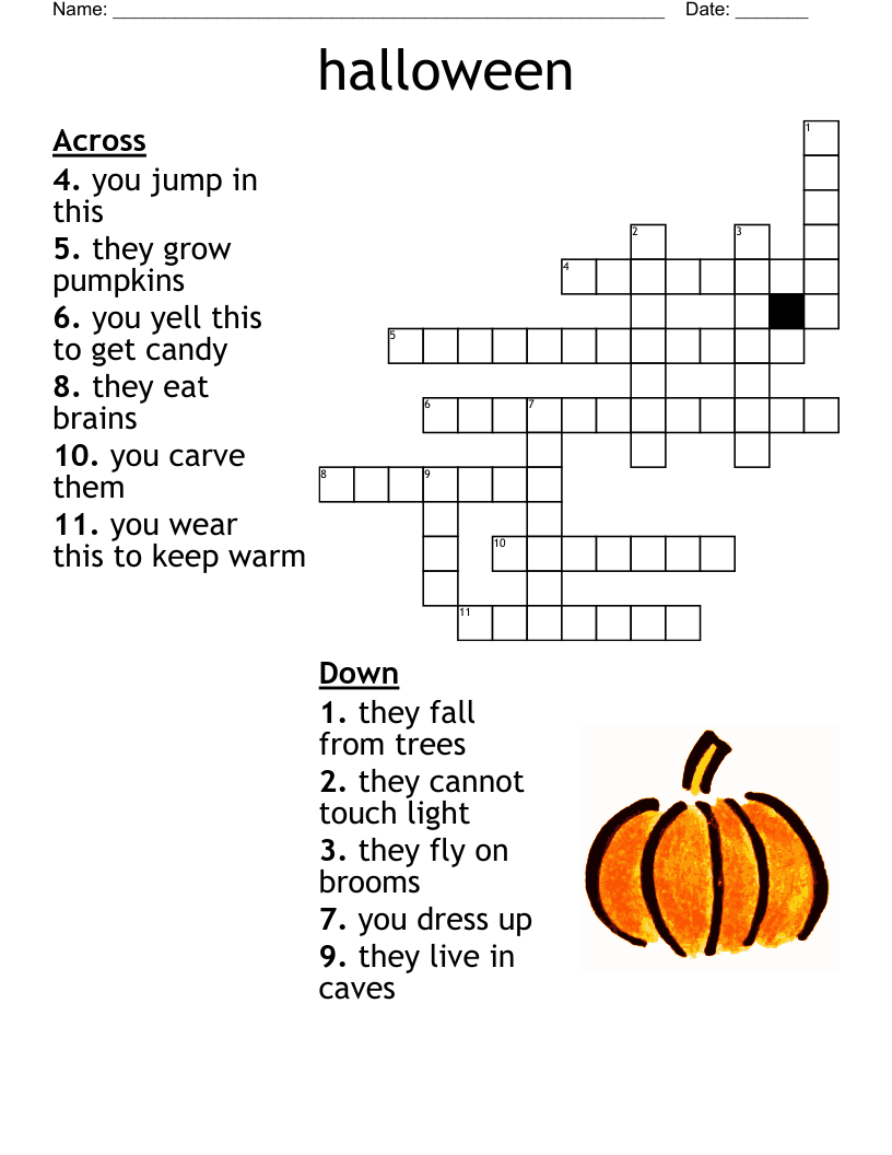 Halloween Crossword Puzzle WordMint