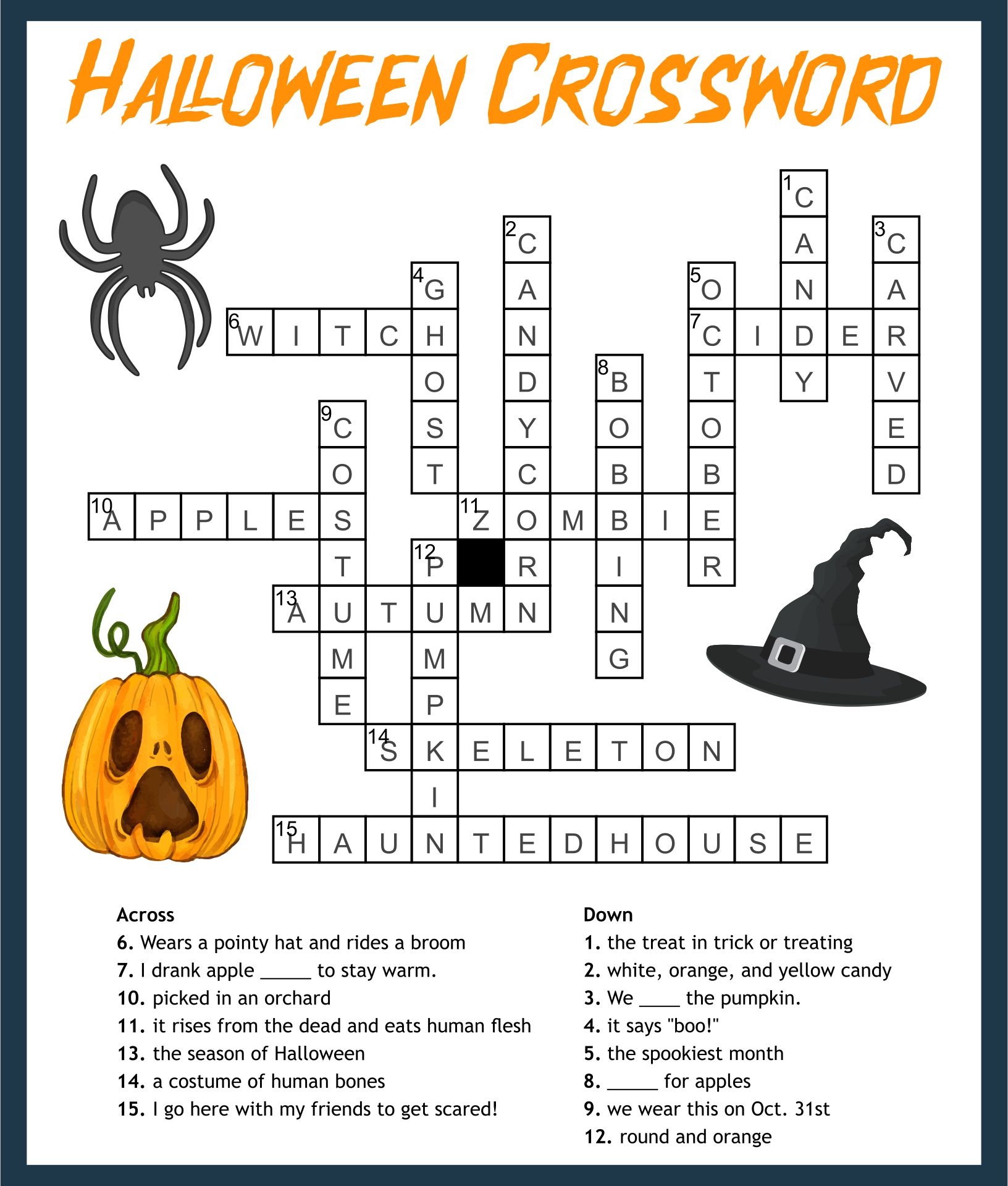 Halloween Crossword Puzzles 15 Free PDF Printables Printablee