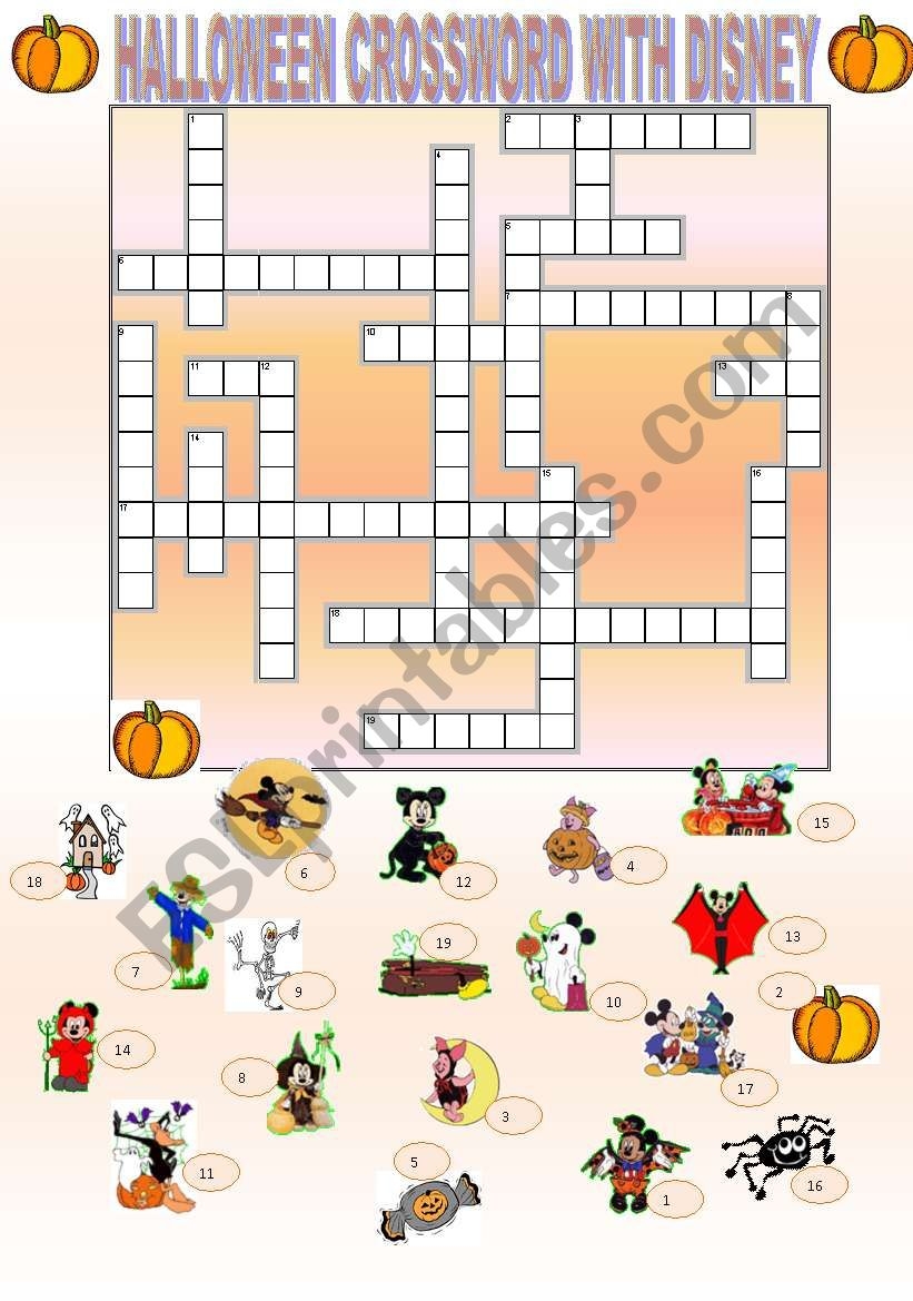 Halloween Crossword With Disney ESL Worksheet By Szabone m eva