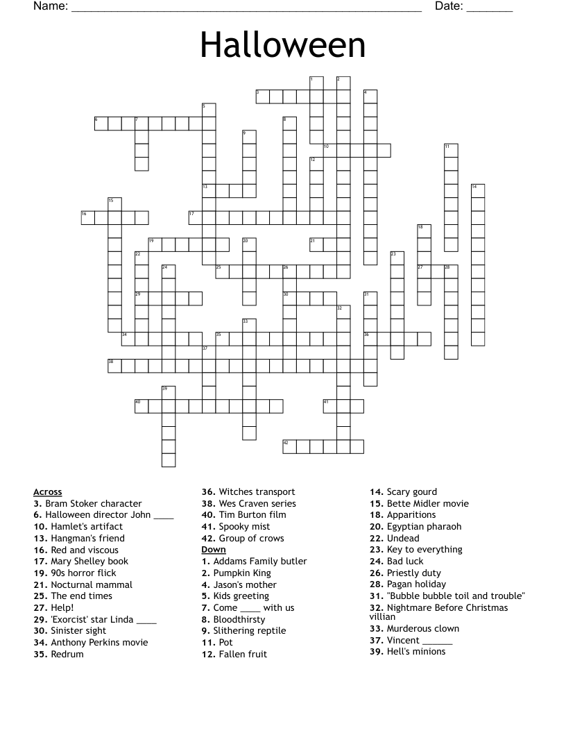 Halloween Crossword WordMint