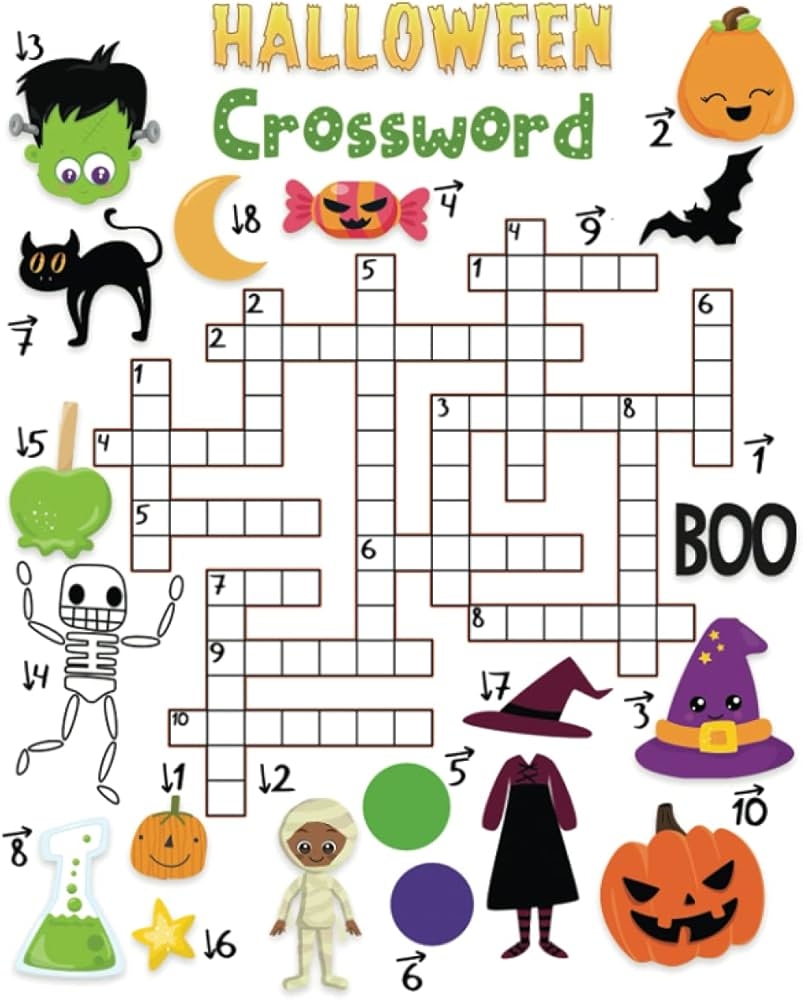 Halloween Crosswords Fun Halloween Themed Crosswords Puzzle Activity Book