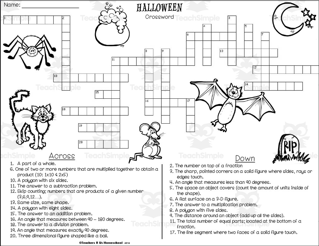 Crossword Puzzles For Halloween