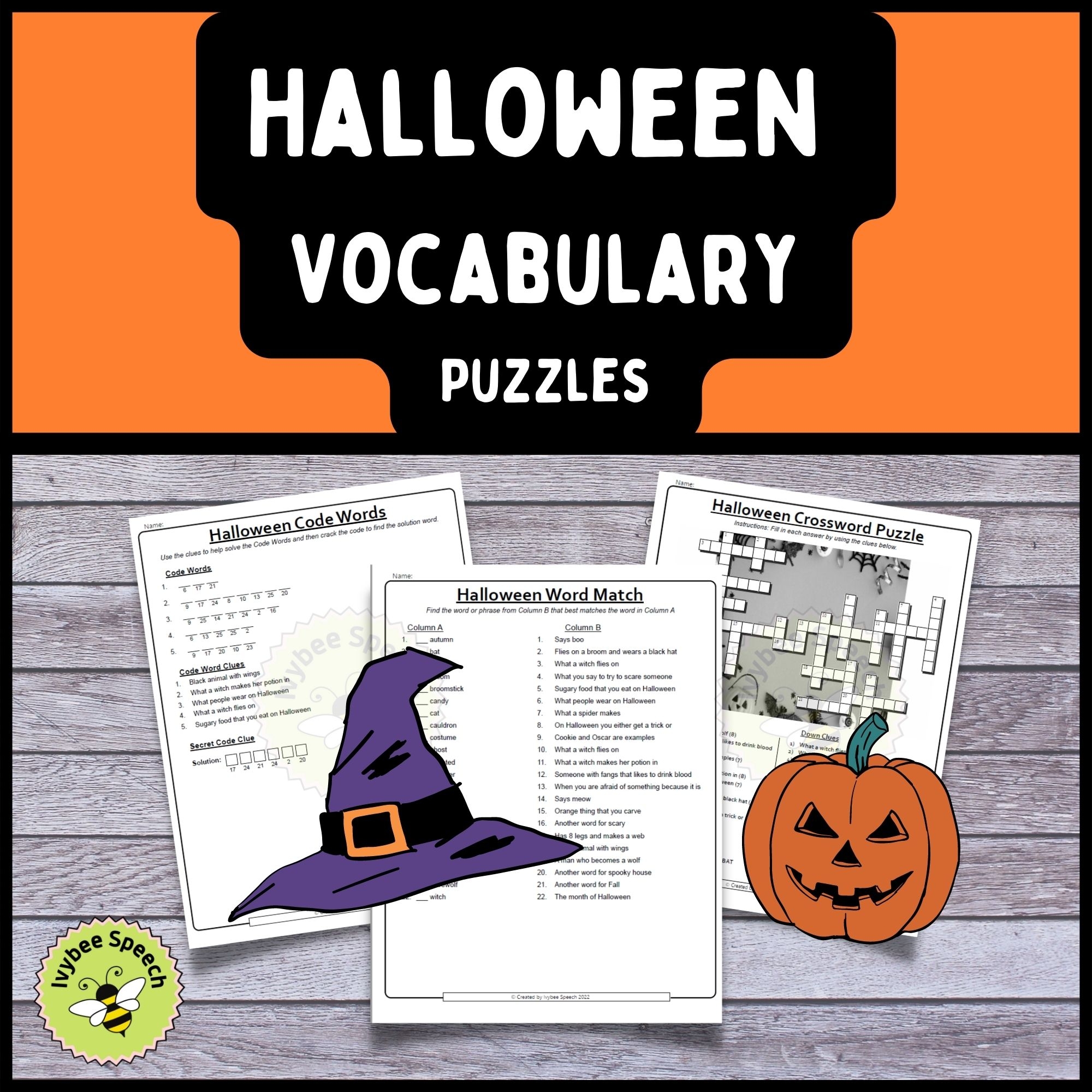 Halloween Vocabulary Puzzles Crosswords Code Breakers Jumbles Word Search And More Classful