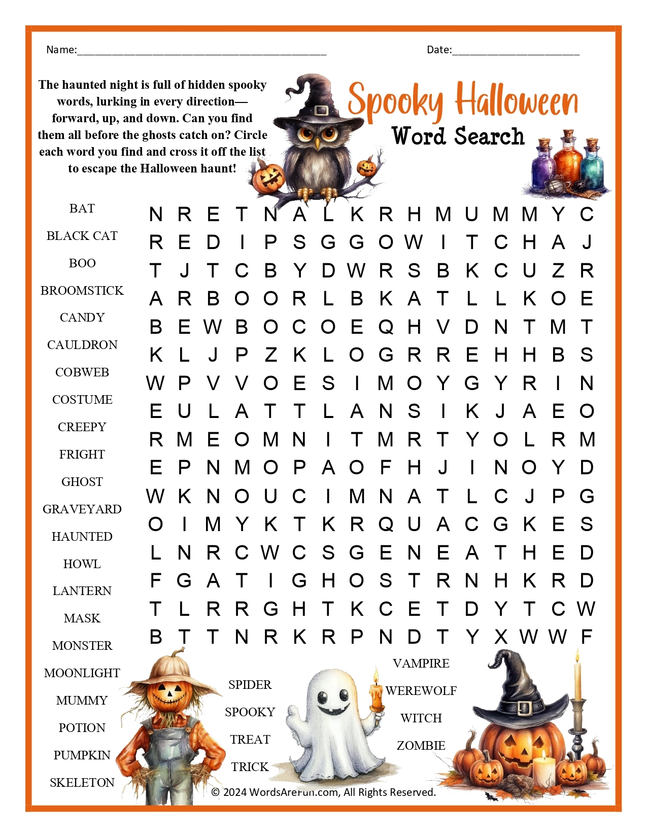 Halloween Word Search Puzzles