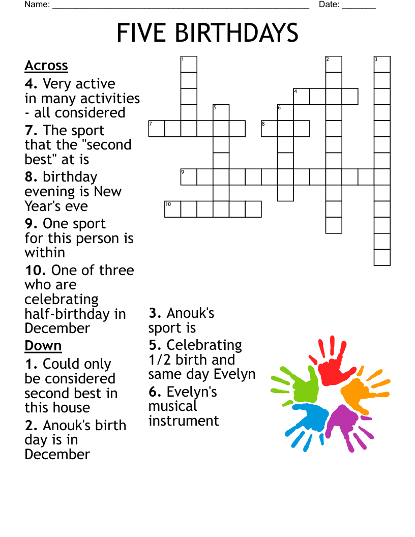 Birthday Crossword Puzzles Free Printable
