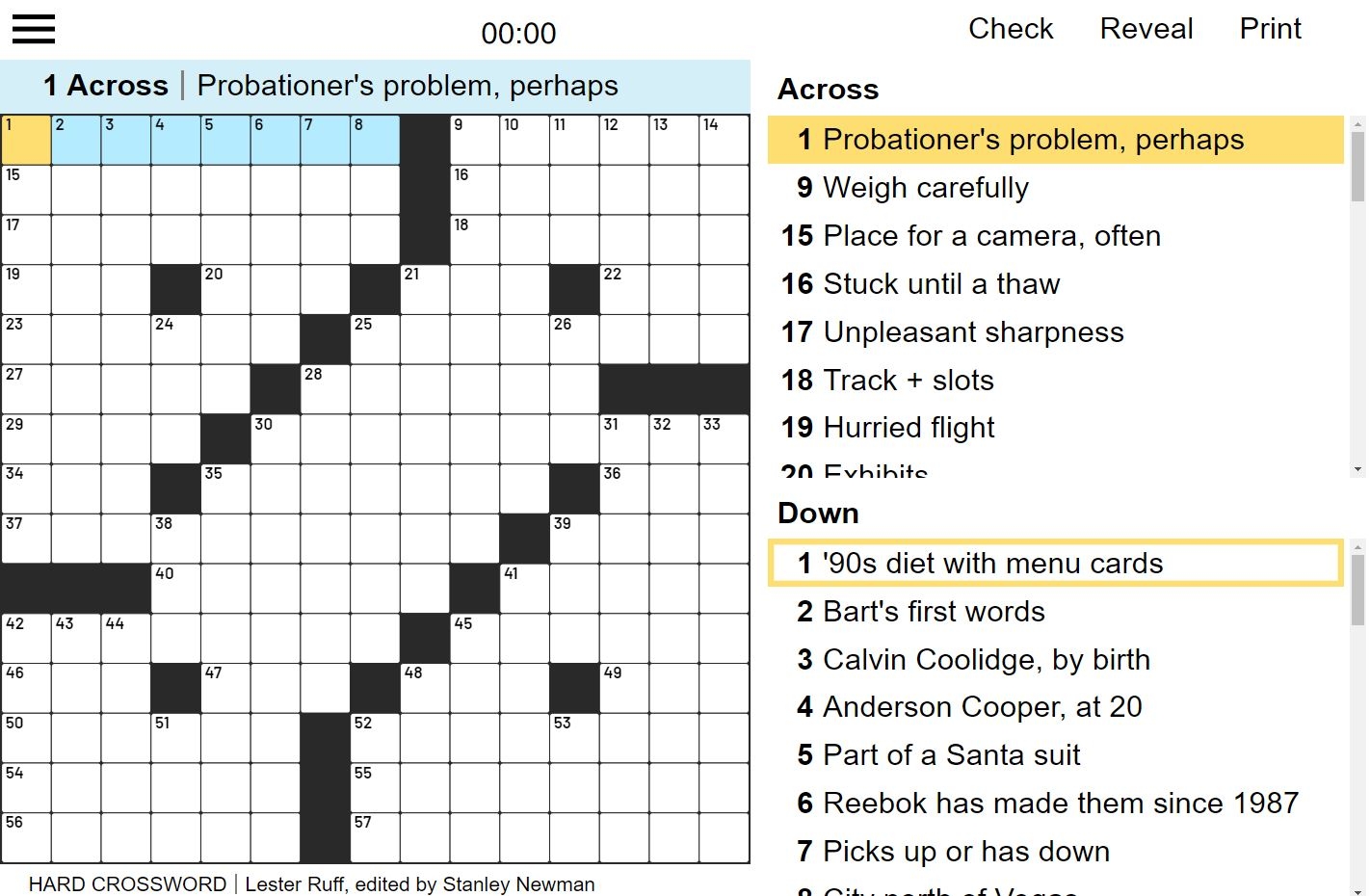 Hard Crossword Free Online Game Star Tribune