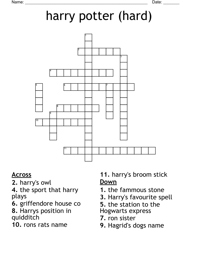Harry Potter hard Crossword WordMint
