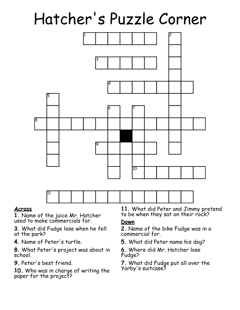 Hatcher s Puzzle Corner Crossword WordMint