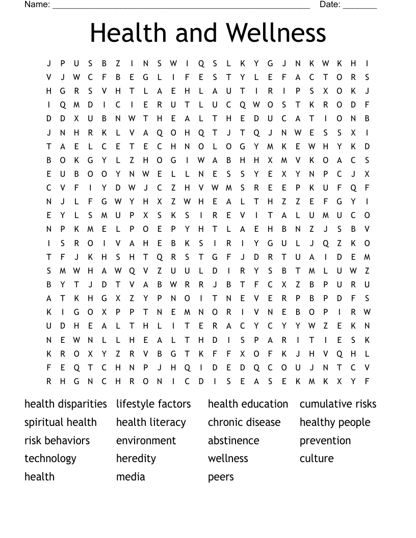 Wellness Crossword Puzzle Answers