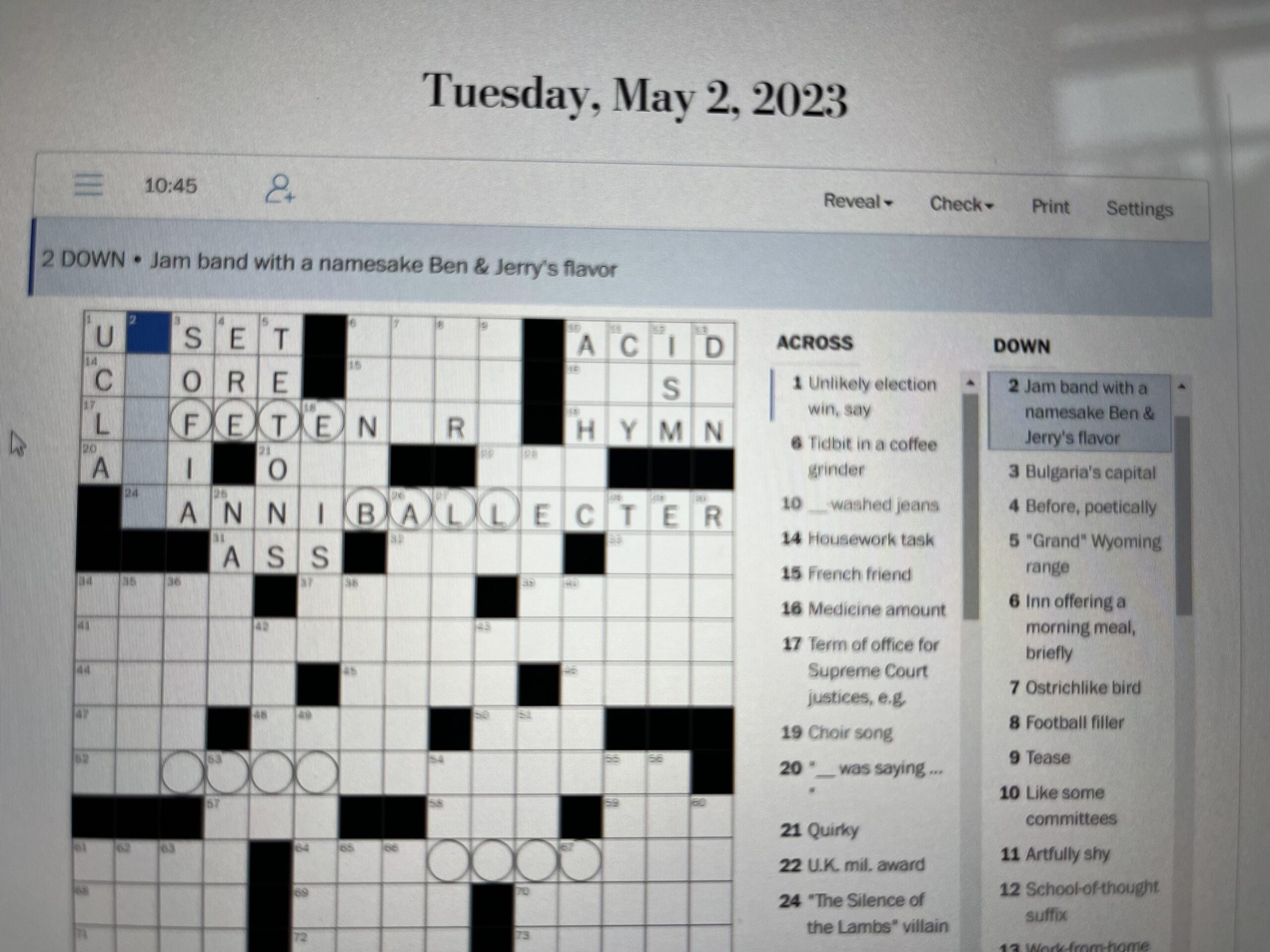 Help With Yesterdays Washington Post Crossword R phish