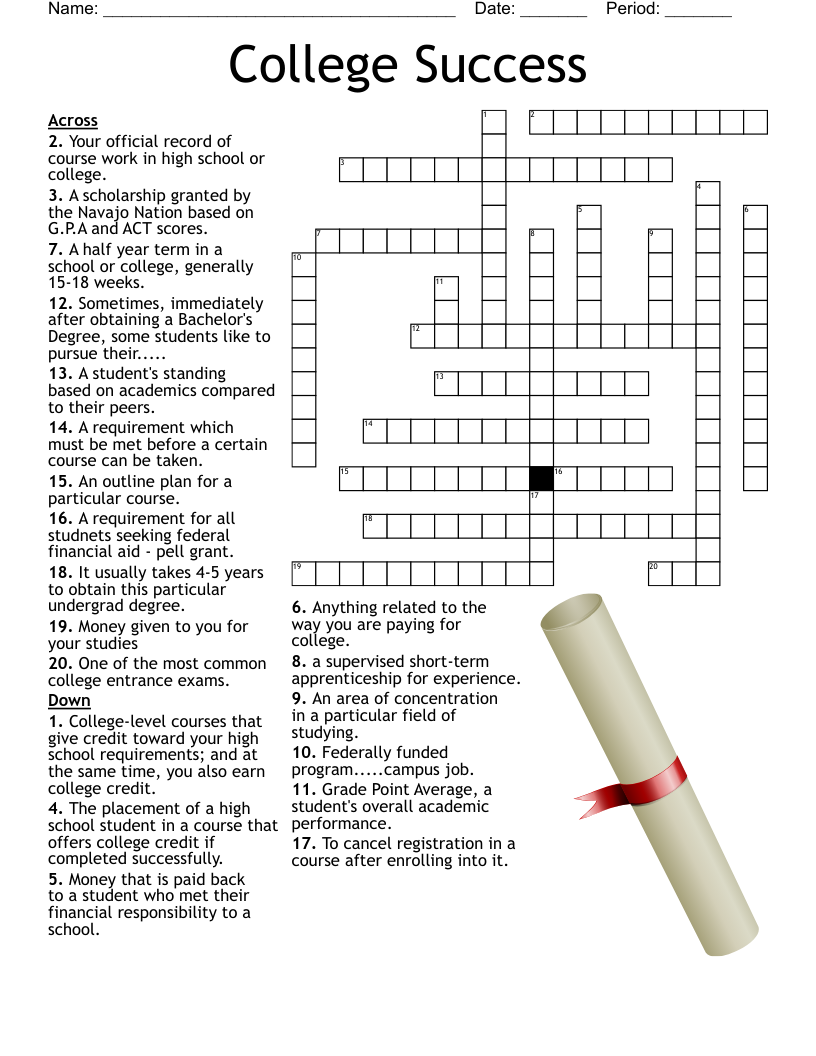 High School English Crossword Puzzles