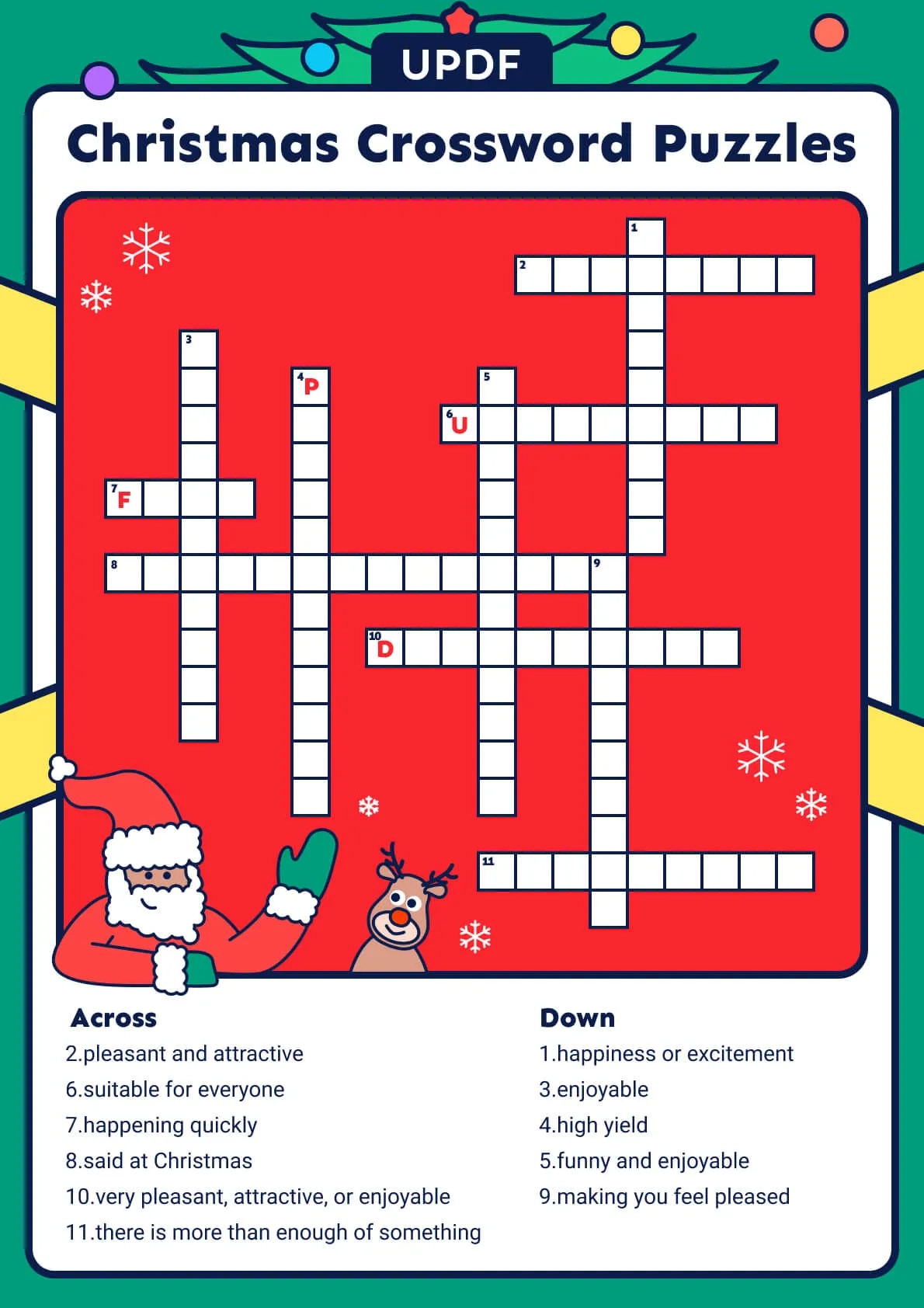 Holiday Cheer 2025 Christmas Crossword Puzzles UPDF