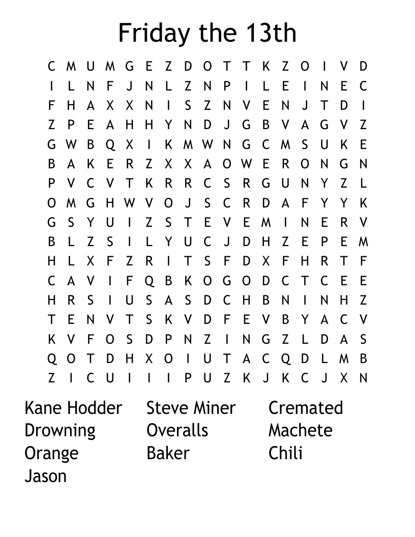 Horror Movies Monster And Villians Crossword WordMint