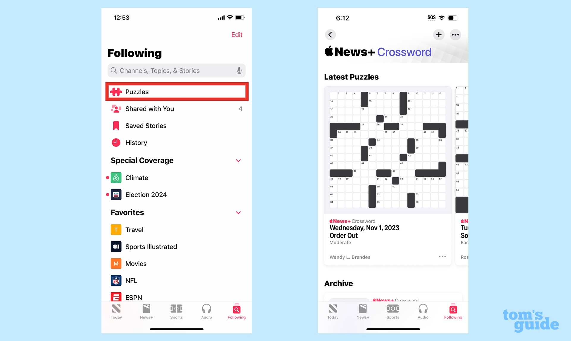How To Find Crossword Puzzles In The The IOS 17 News App Tom s Guide
