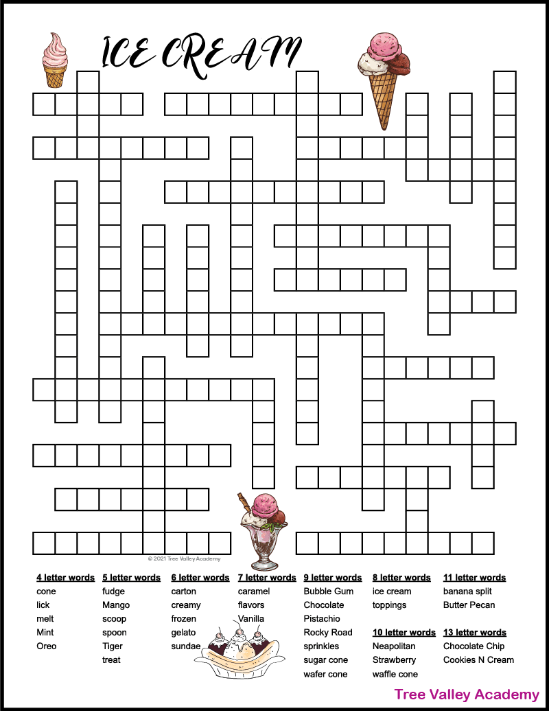 Ice Cream Fill In Puzzle Tree Valley Academy Worksheets Library