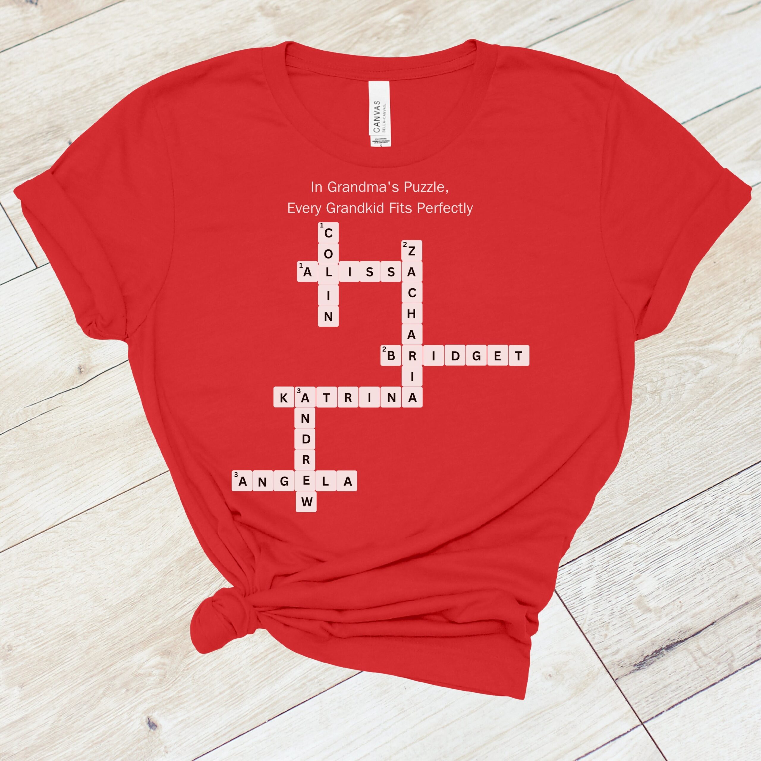 InRealLifeCreations Personalized Crossword T Shirt Shirt For Grandparents Grandkid Name Tee Grandma Gift Custom Crossword Gift For Mimi Name Puzzle Shirt