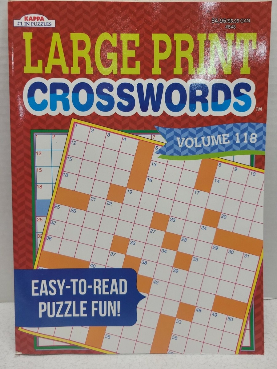 Kappa Large Print Crosswords Paperback Book 843 Fun Puzzles