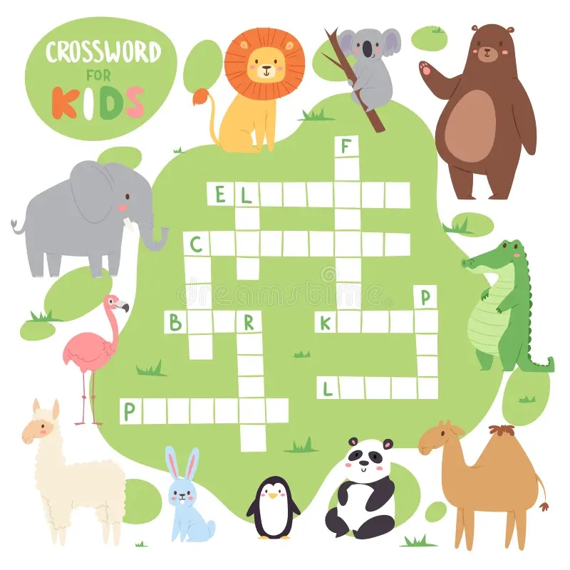 Kids Magazine Book Puzzle Game Of Forest Animals Logical Crossword Words Worksheet Colorful Printable Vector Stock Vector Illustration Of Panda Leisure 94340470