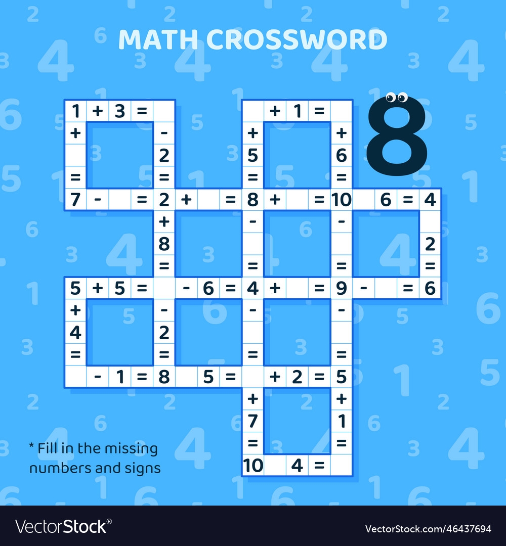 Kids Math Crossword Puzzle Addition Subtractio