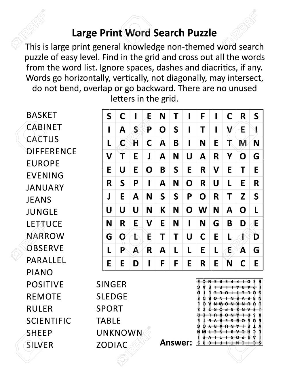 Large Print General Knowledge Word Search Puzzle Of Easy Level Family Friendly Suitable For Seniors Grown ups Children Letter Or A4 Sized Answer Included Royalty Free SVG Cliparts Vectors And Stock Illustration Image