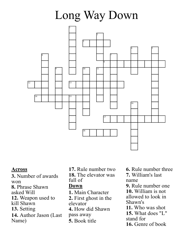 Long Way Down Crossword WordMint