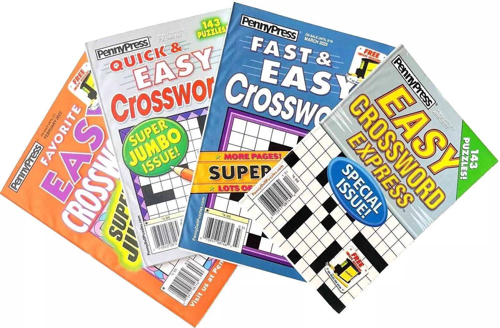 Lot 4 Dell Penny Press Easy Quick Express Super Jumbo Crossword Puzzle Books Etsy