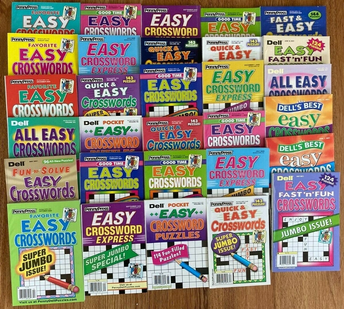 Lot Of 10 Dell Penny Press ALL EASY Crossword Puzzle Books 