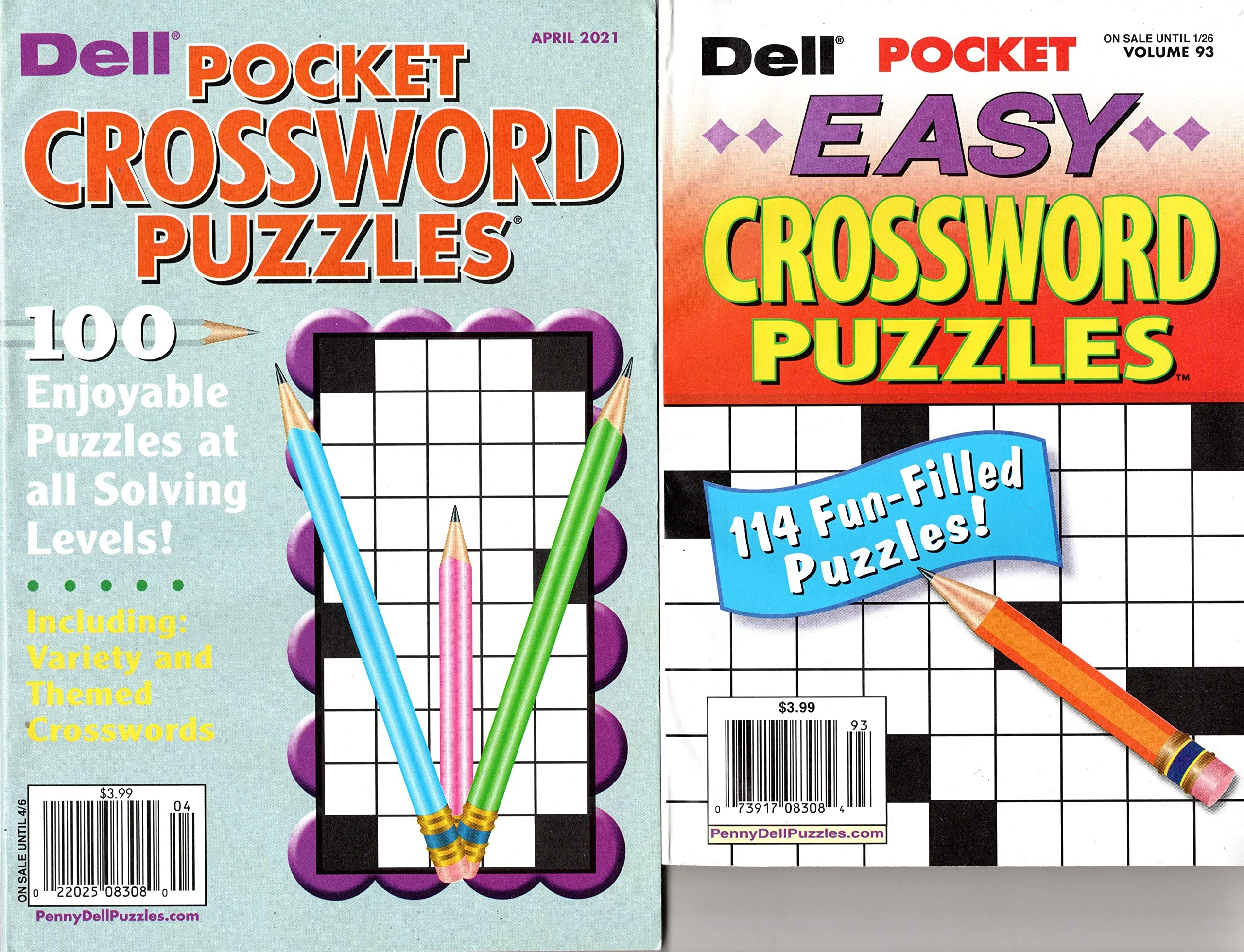 Lot Of 2 Dell Crossword Puzzles Pocket April 2021 And Pocket Easy Crosswords Dell Amazon Books