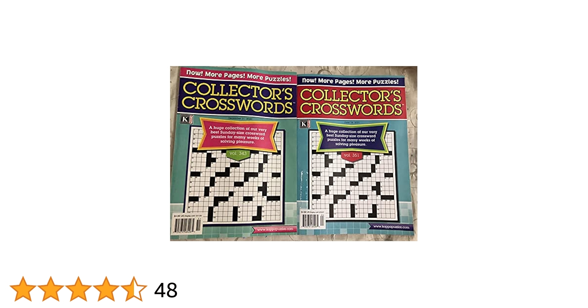 Lot Of 2 Kappa Collector s Crosswords Puzzles Books 2020 2021 Various Amazon Books
