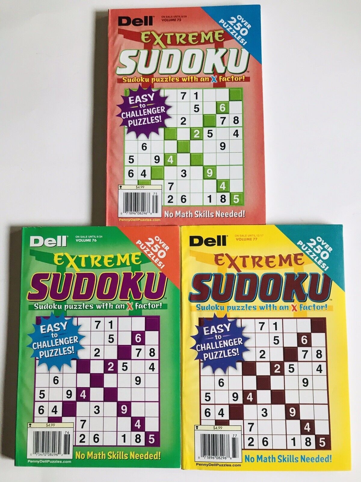 Lot Of 3 Sudoku Puzzles Extreme Dell Penny Press Easy Medium Hard Challenger X MolGen