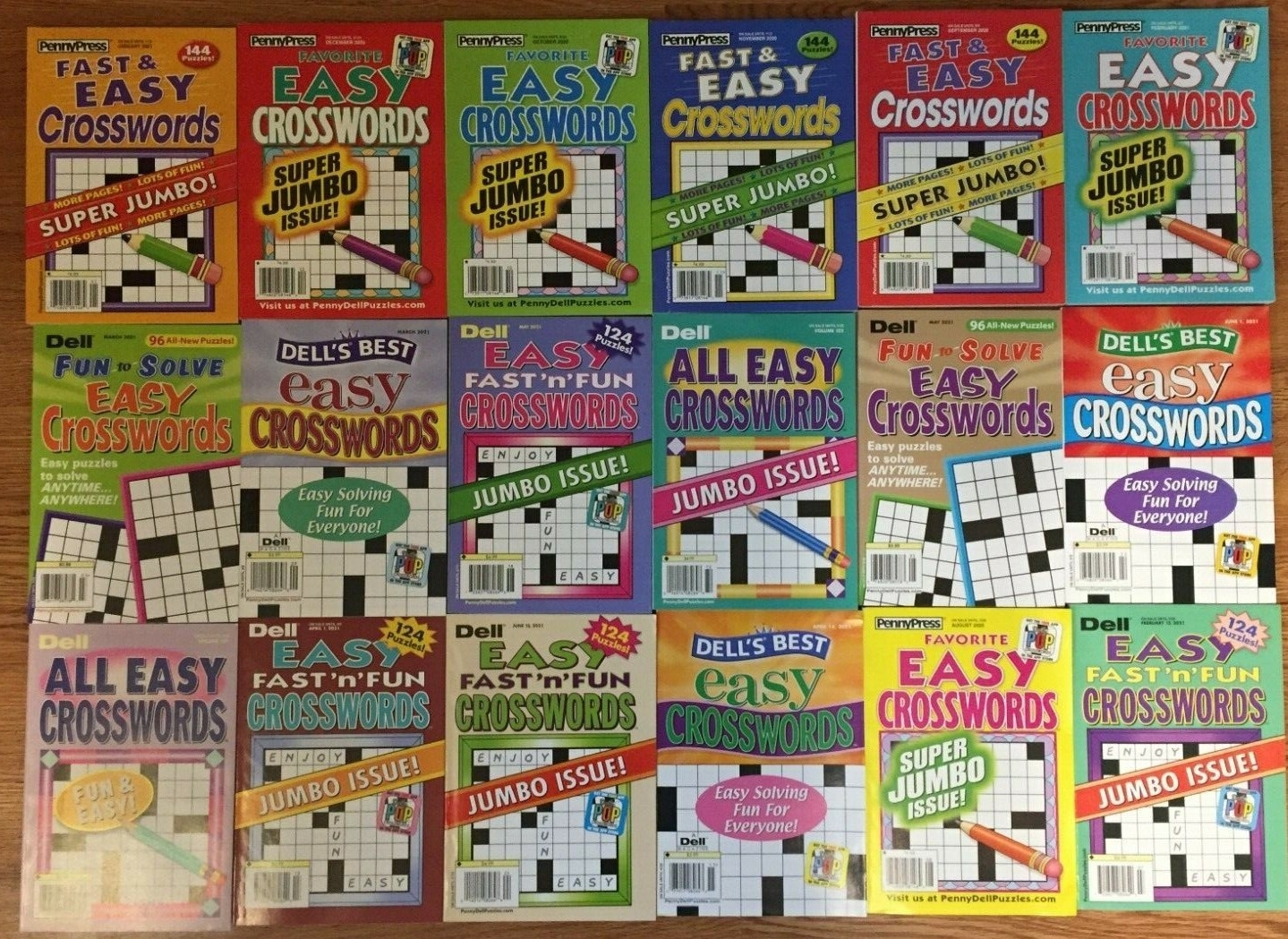 Lot Of 5 Dell Penny Press Crossword Puzzle Books Easy Super Jumbo Unsorted Excel Group