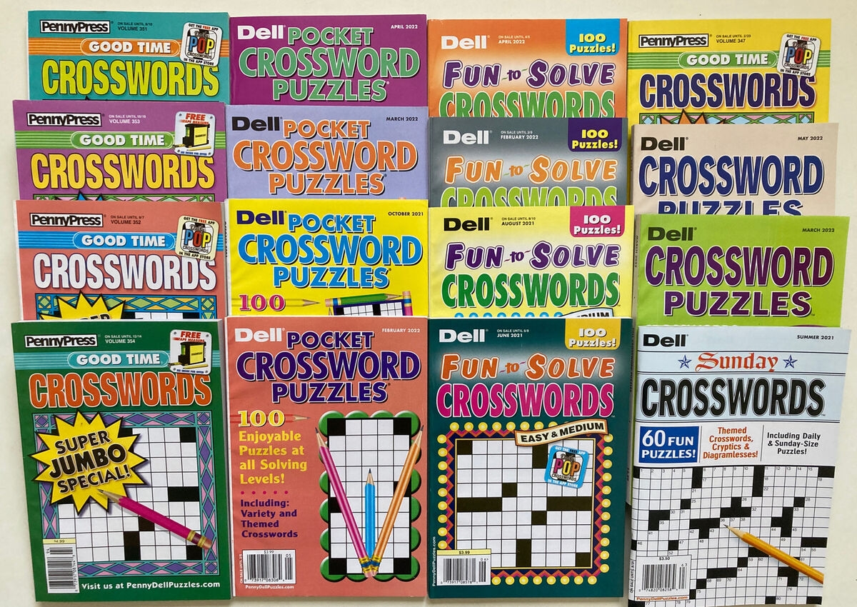 Lot Of 6 Dell Penny Press Crossword Puzzle Books ALL SOLVING 