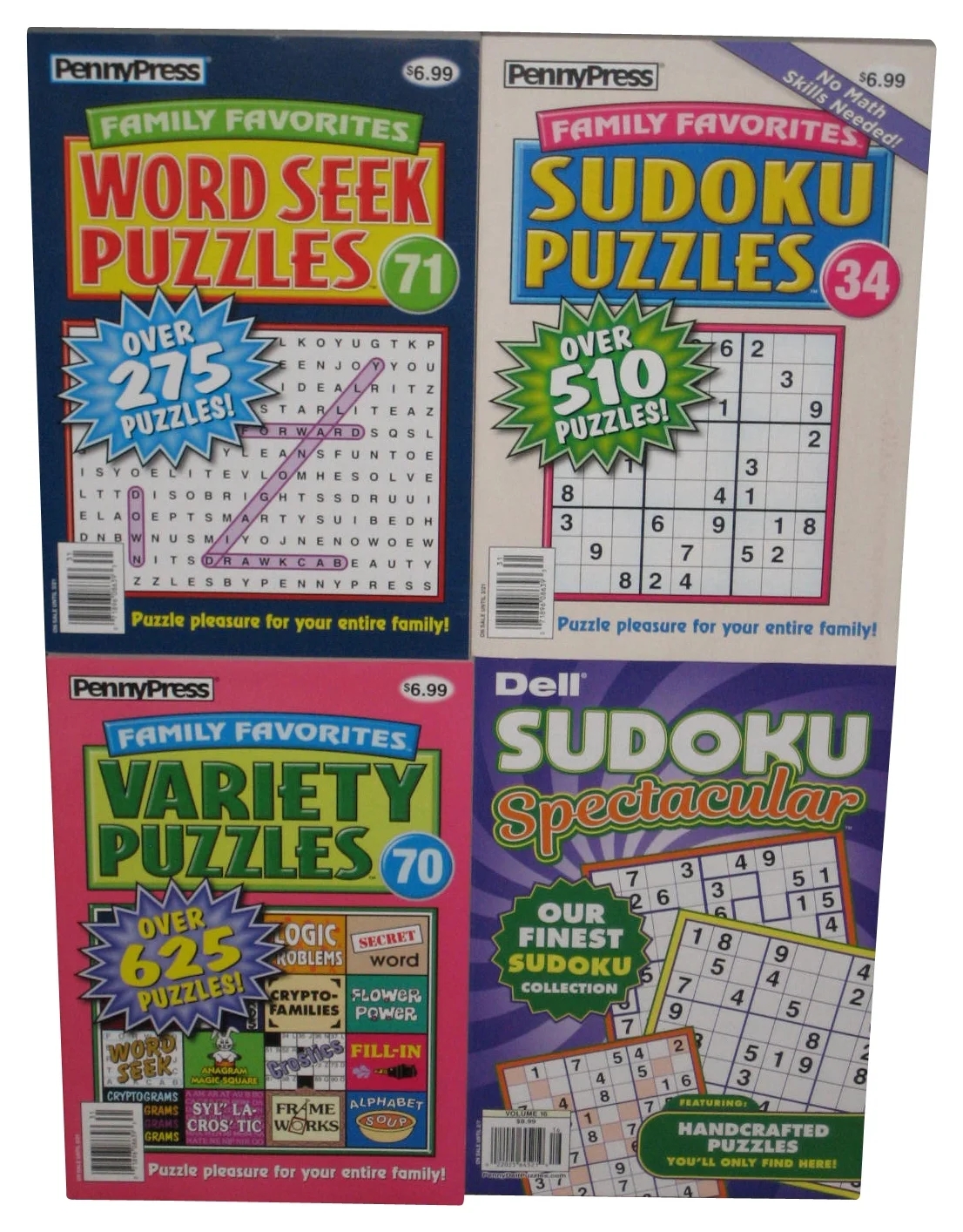 Lots Of Fun Crossword Family Sudoku Word Seek Penny Press Puzzle Book Lot 4 Books Walmart