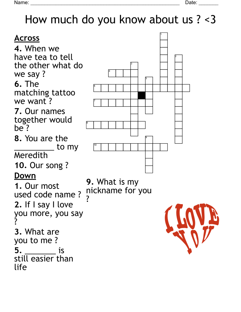 Love Crossword WordMint