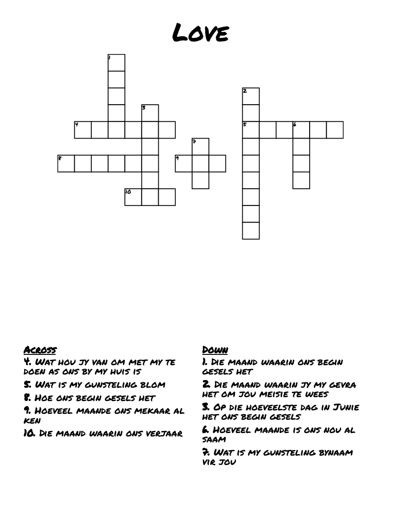 Love Crossword WordMint