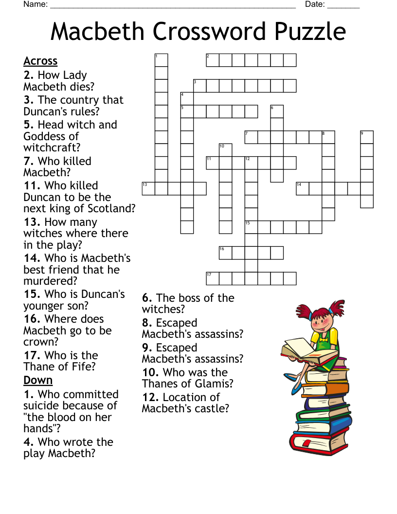 Macbeth Crossword Puzzle WordMint