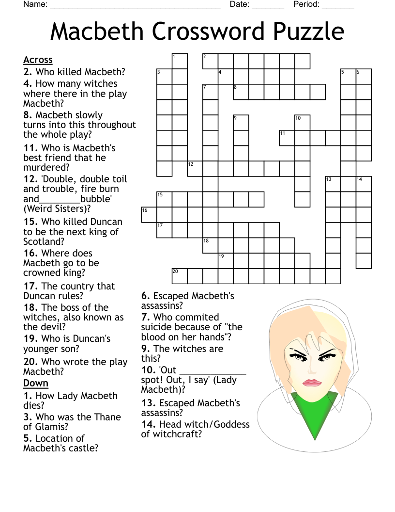 Macbeth Crossword Puzzle WordMint