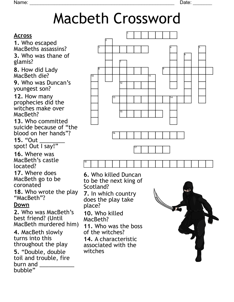 Macbeth Crossword Puzzle