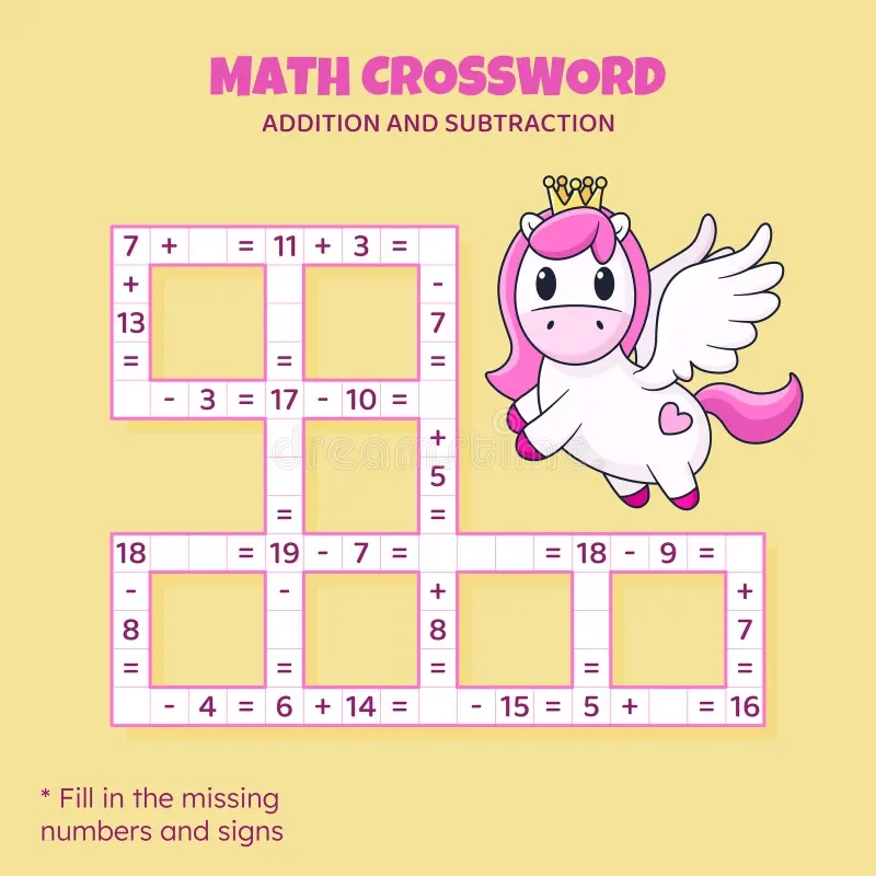 Math Crossword Puzzle Addition And Subtraction Stock Vector Illustration Of Crossword Numbers 307291351