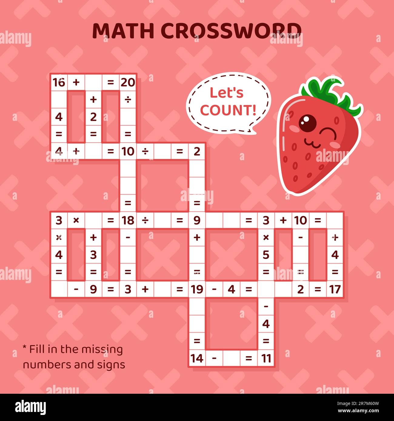 Math Crossword Puzzle For Kids Addition Subtraction Multiplication And Division Stock Vector Image Art Alamy