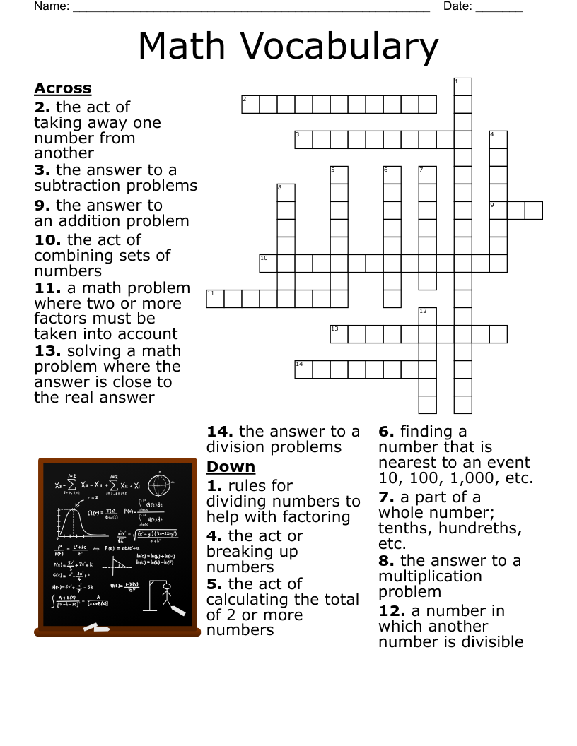 Free Pdf Printable Math Crossword Puzzles