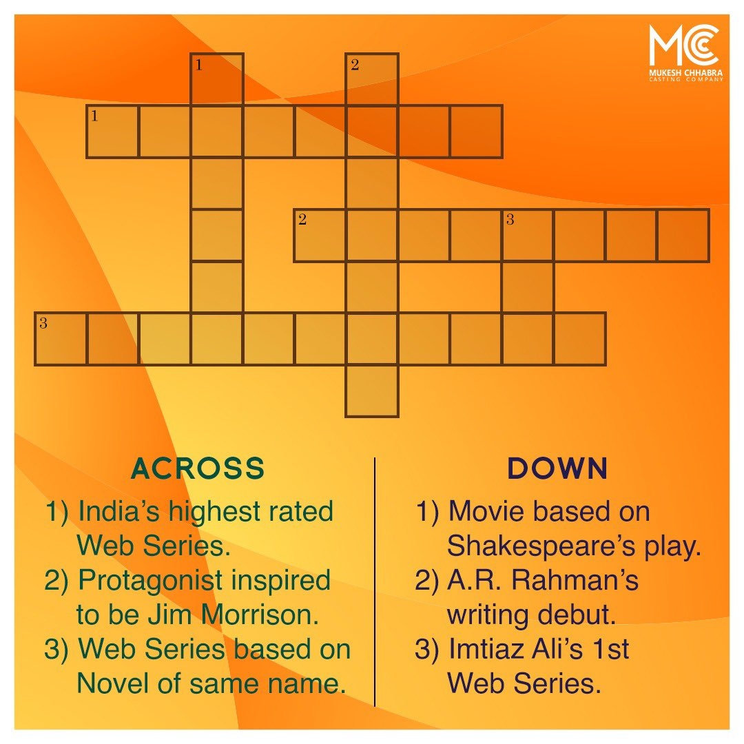 MCCC On X Here s A Fun Crossword Puzzle To Beat Your Monday Blues Comment Your Answers Below CastingChhabra mondayblues crosswordpuzzle trivia films webseries bollywood mukeshchhabra mccc Https t co IsFNpiYzVj X