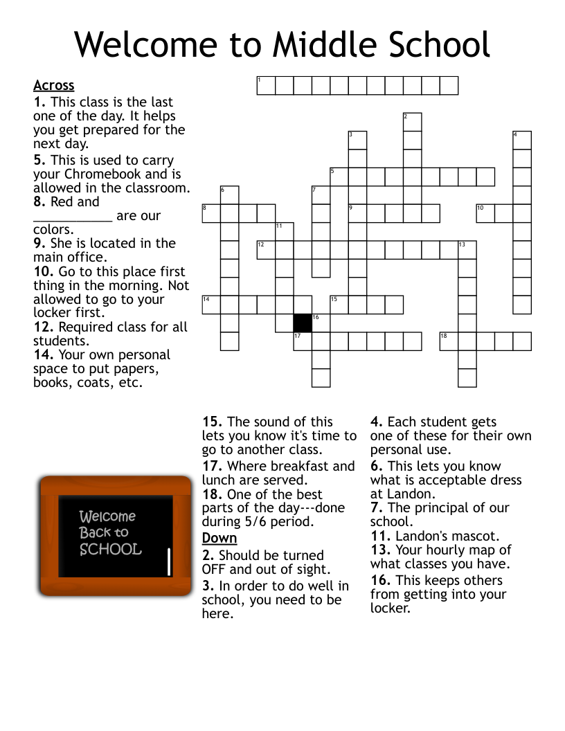 Middle School Crossword WordMint