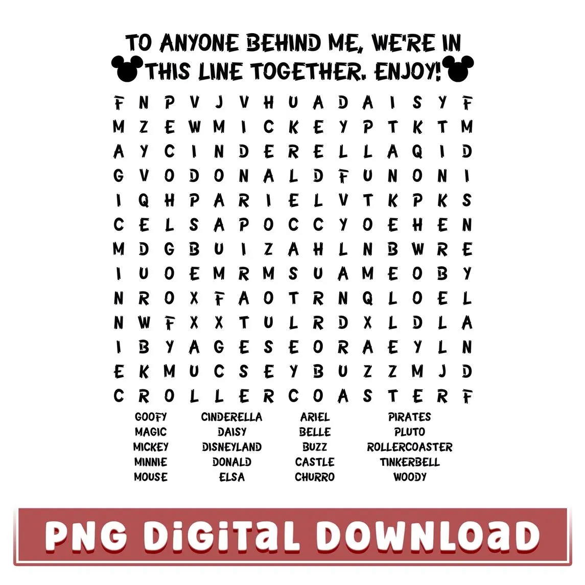 Minnie Word Search Etsy